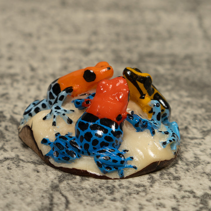 Triple Poison Dart Frog Tagua Carving