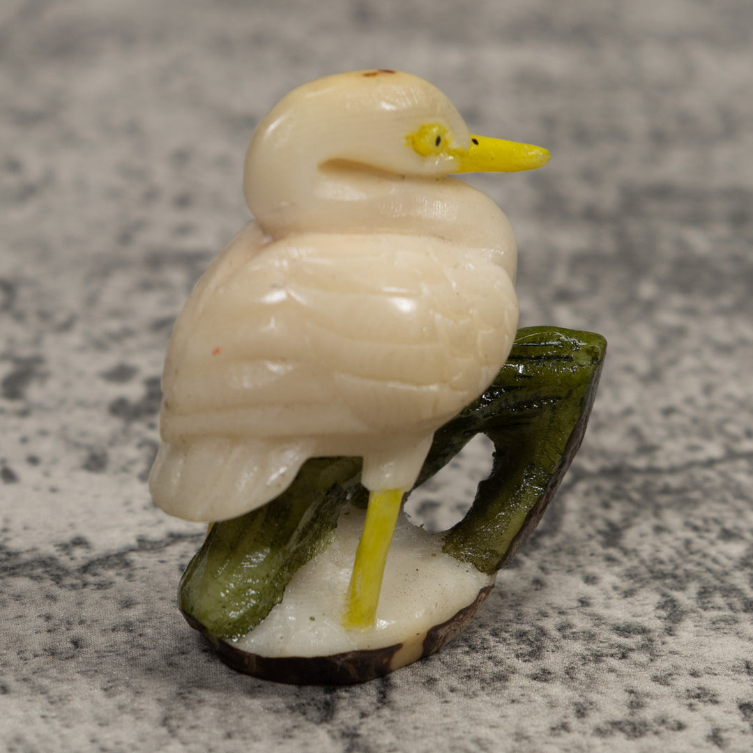 White Waterfowl Bird Tagua Carving