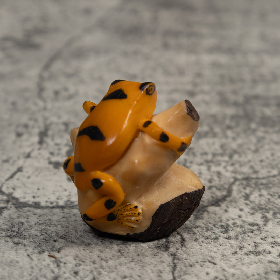 Gold And Black Poison Dart Frog Tagua Carving