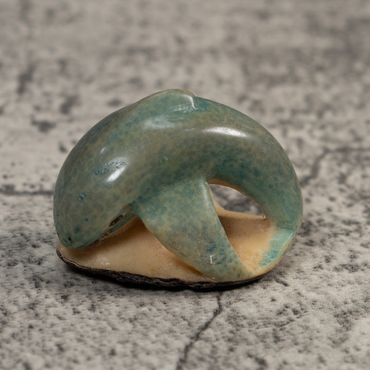 Vintage Blue Dolphin Tagua Carving