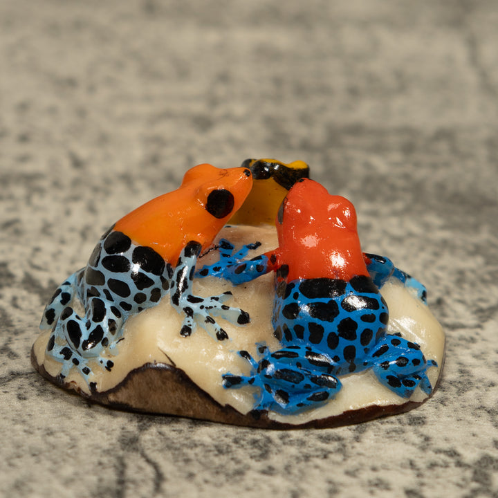 Triple Poison Dart Frog Tagua Carving