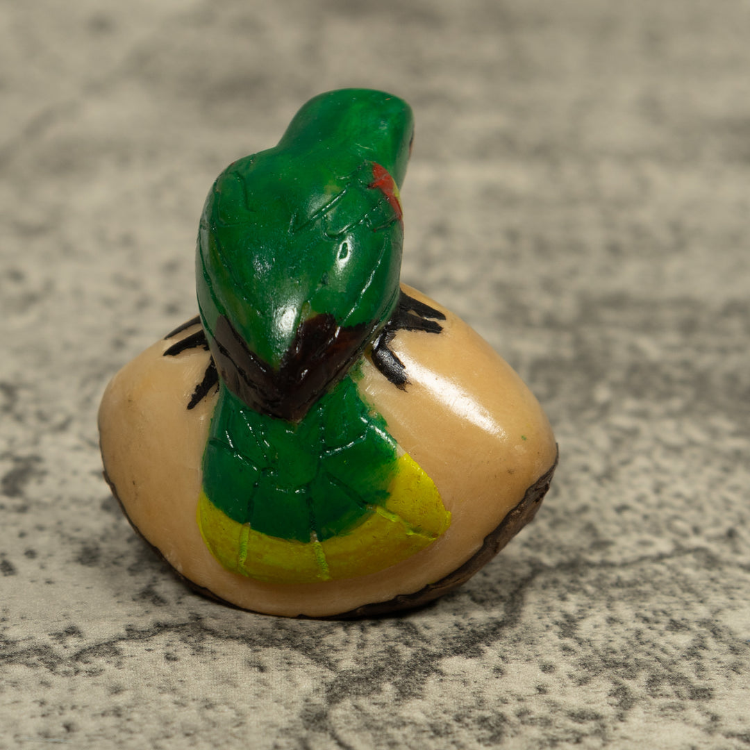 Vintage Green Parrot Bird Tagua Carving