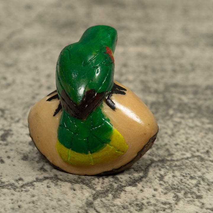 Vintage Green Parrot Bird Tagua Carving