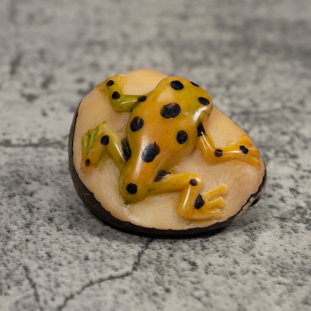 Vintage Golden Frog Tagua Carving