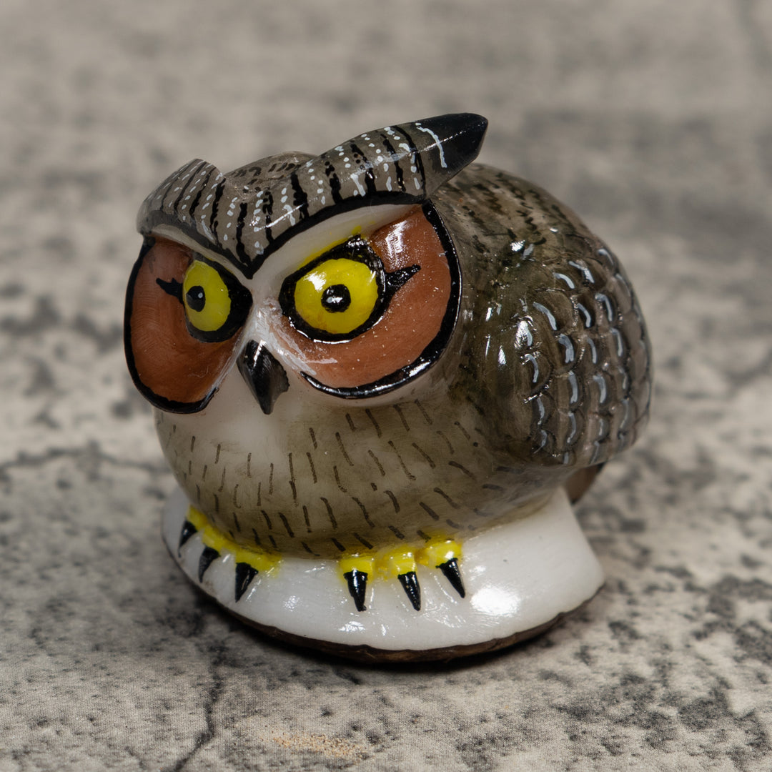 Hoot Owl Bird Tagua Carving