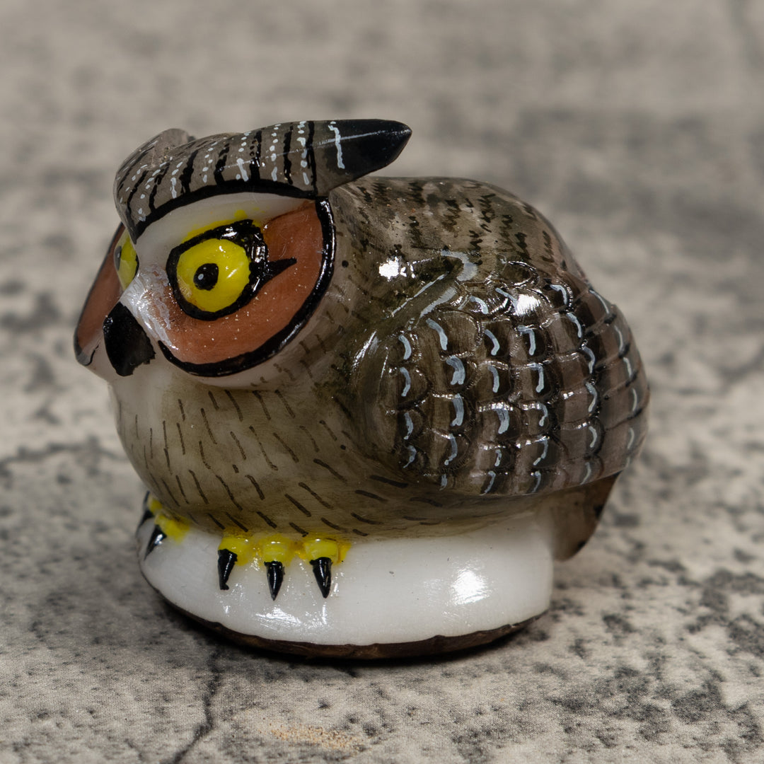 Hoot Owl Bird Tagua Carving