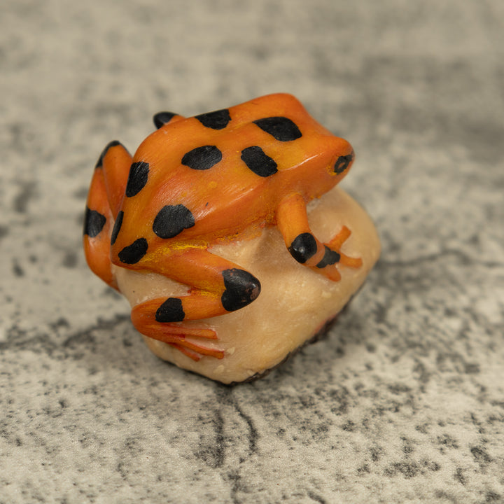 Vintage Gold And Black Frog Tagua Carving