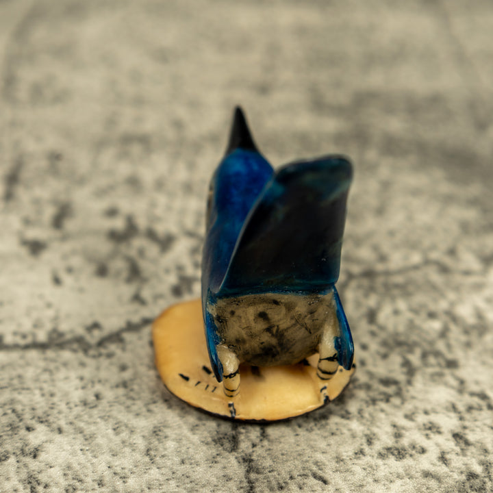 Vintage Seed Eater Blue Bird Tagua Carving