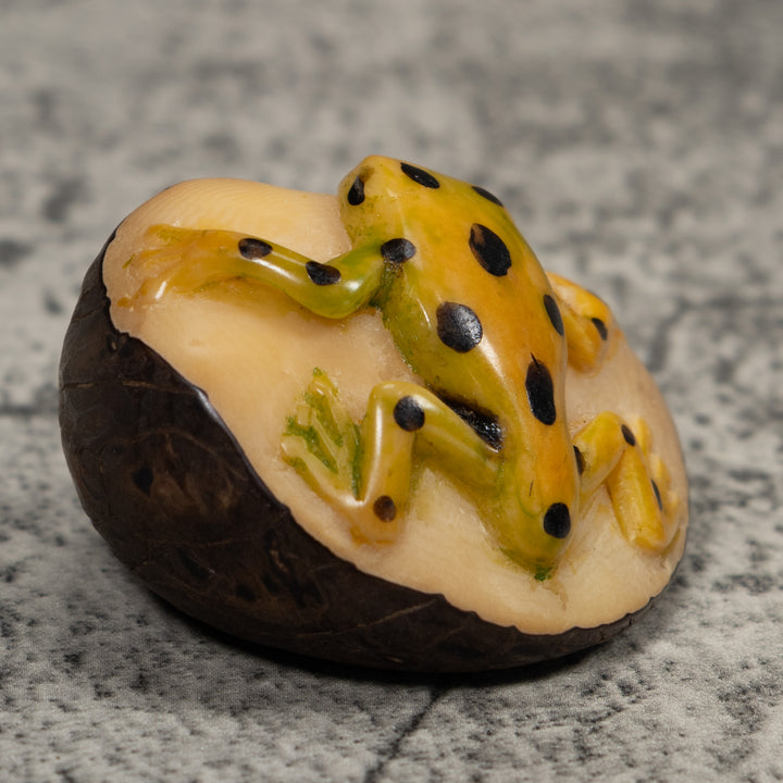 Vintage Golden Frog Tagua Carving