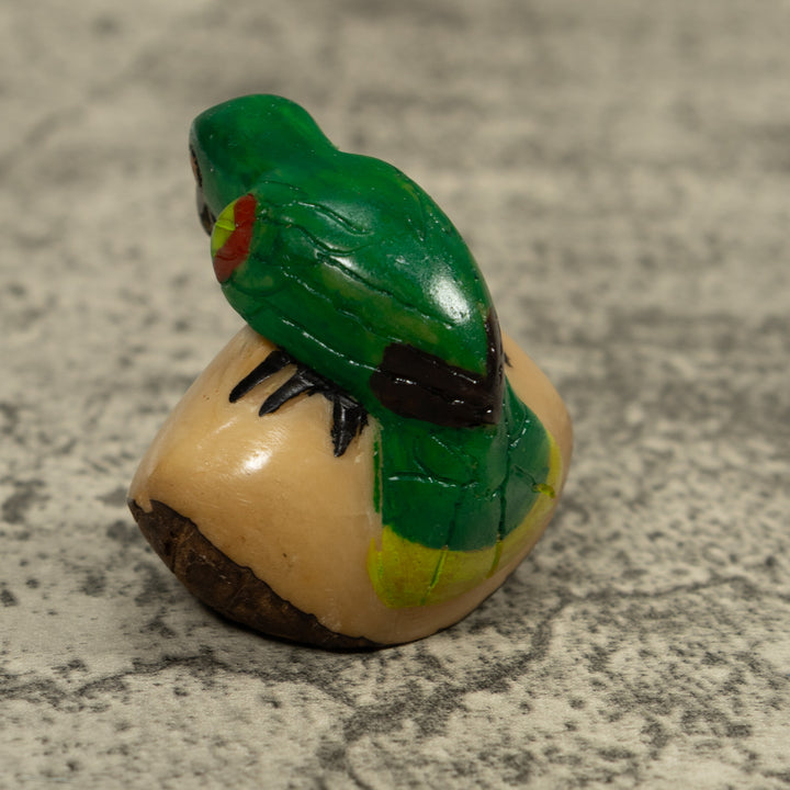 Vintage Green Parrot Bird Tagua Carving