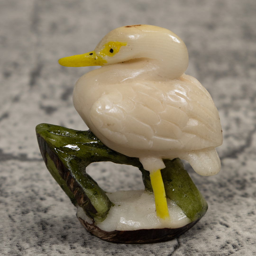 White Waterfowl Bird Tagua Carving