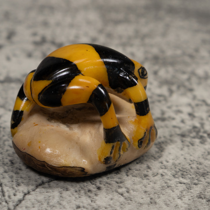 Vintage Gold And Black Frog Tagua Carving