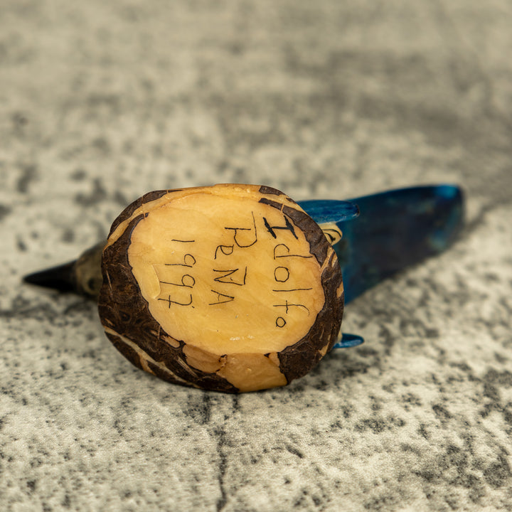 Vintage Seed Eater Blue Bird Tagua Carving