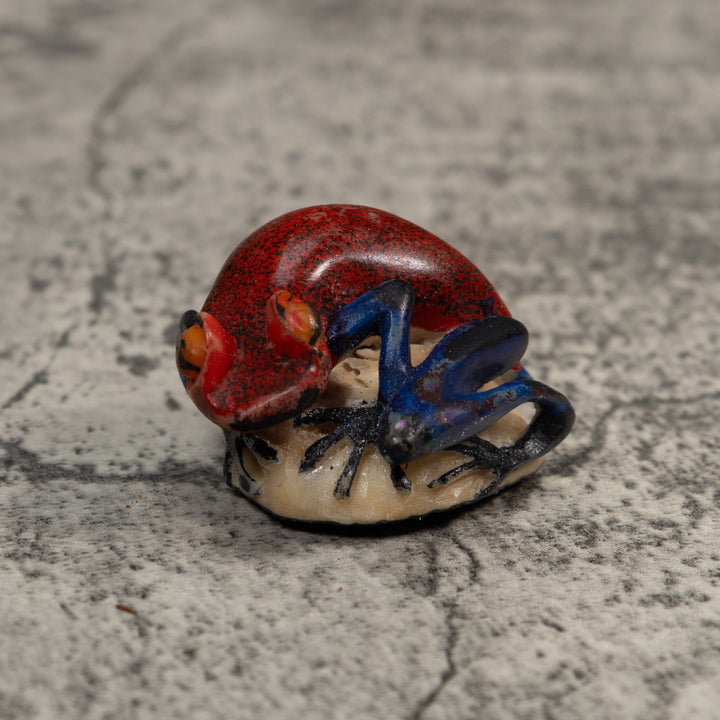 Red And Blue Poison Dart Frog Tagua Carving