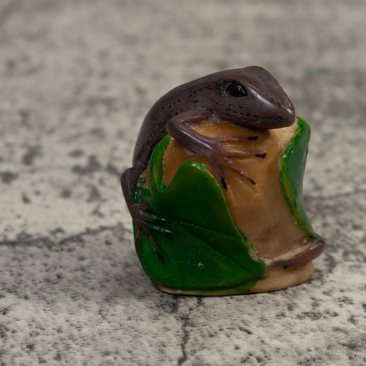 Brown And Green Gecko Lizard Tagua Carving