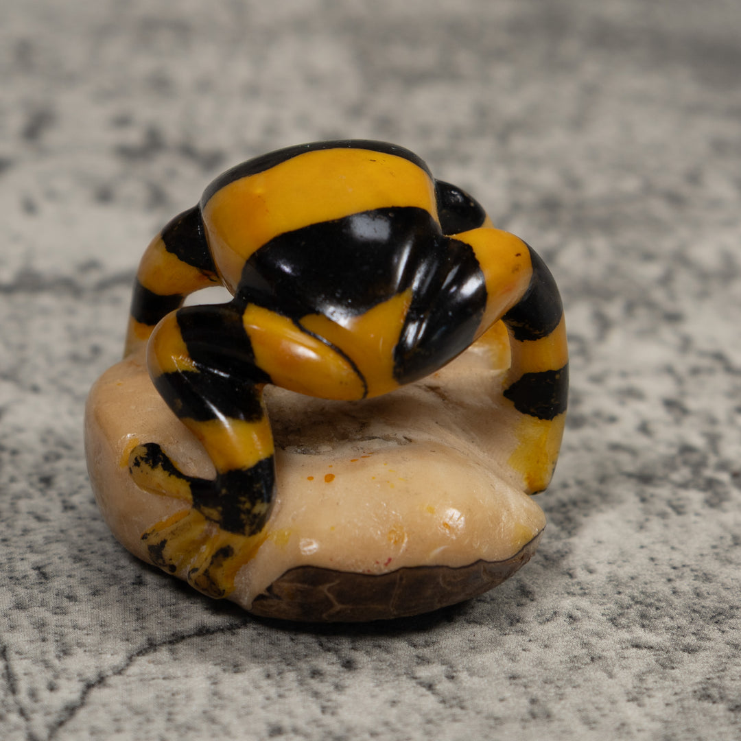 Vintage Gold And Black Frog Tagua Carving