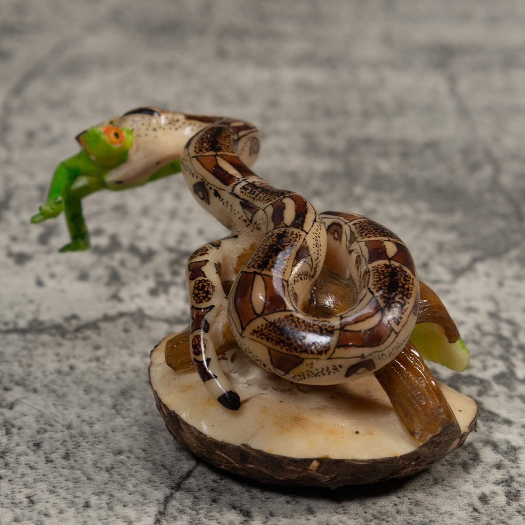 Snake Eating Frog Tagua Carving
