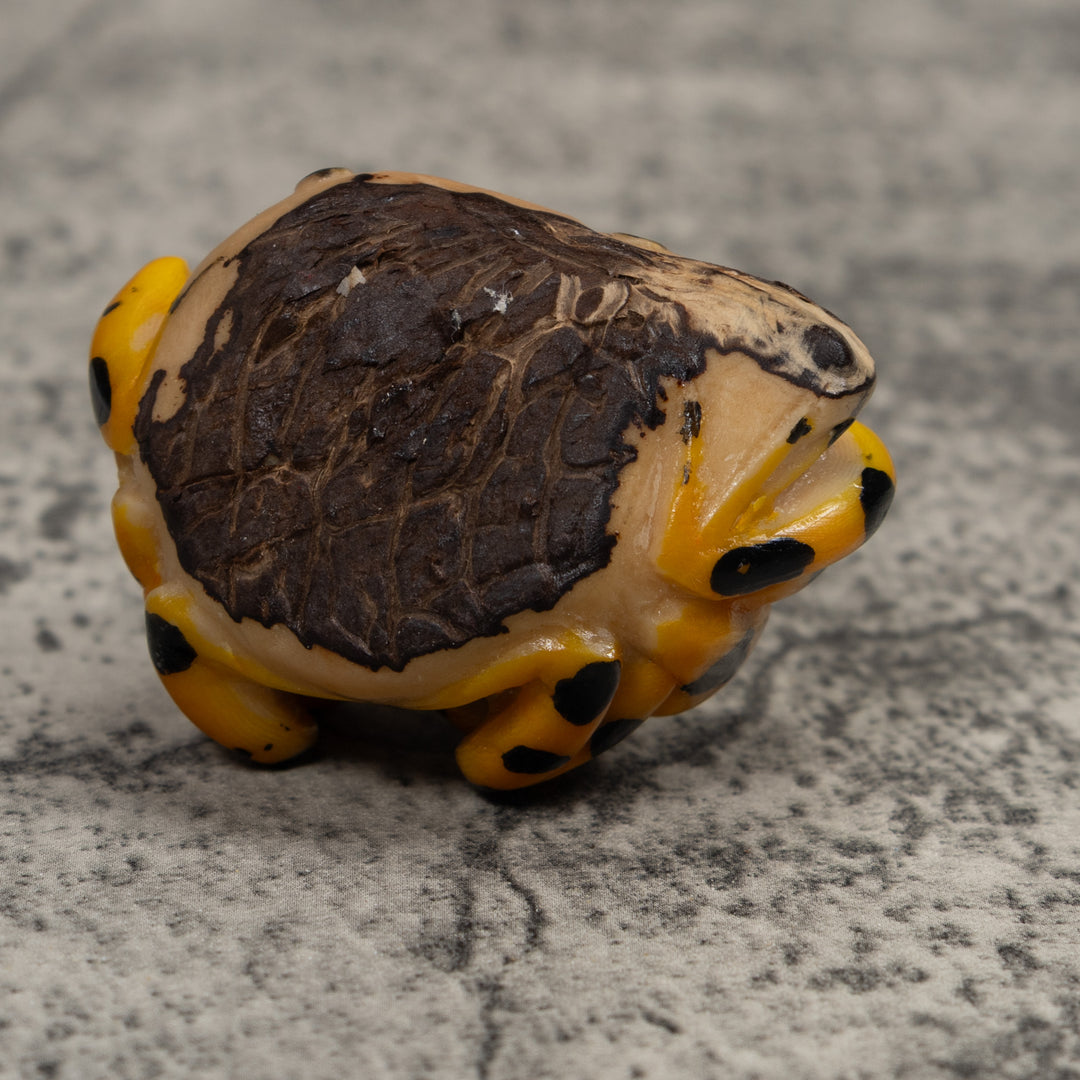 Vintage Double Golden Frog Tagua Carving