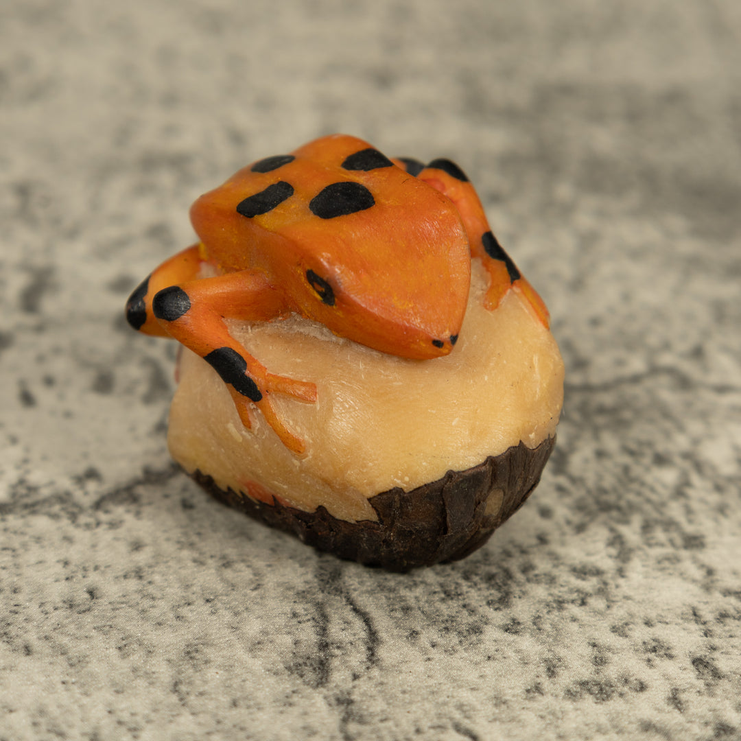 Vintage Gold And Black Frog Tagua Carving