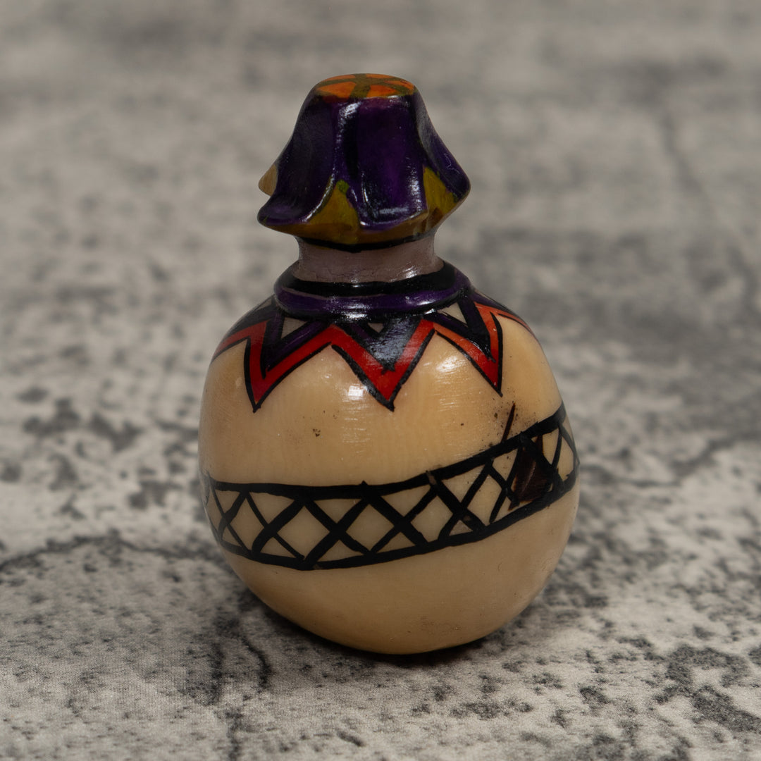Painted Tagua Vase Carving