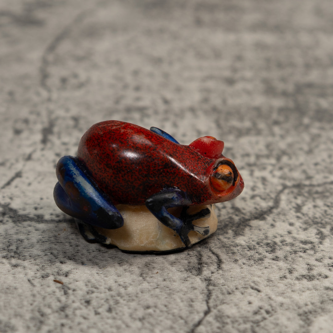 Red And Blue Poison Dart Frog Tagua Carving