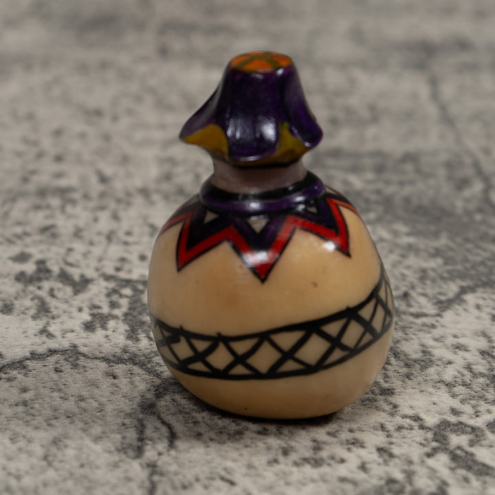 Painted Tagua Vase Carving
