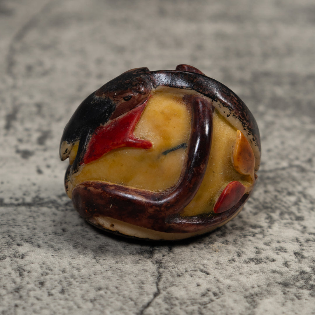 Vintage Black And Tan Gecko Lizard Tagua Carving