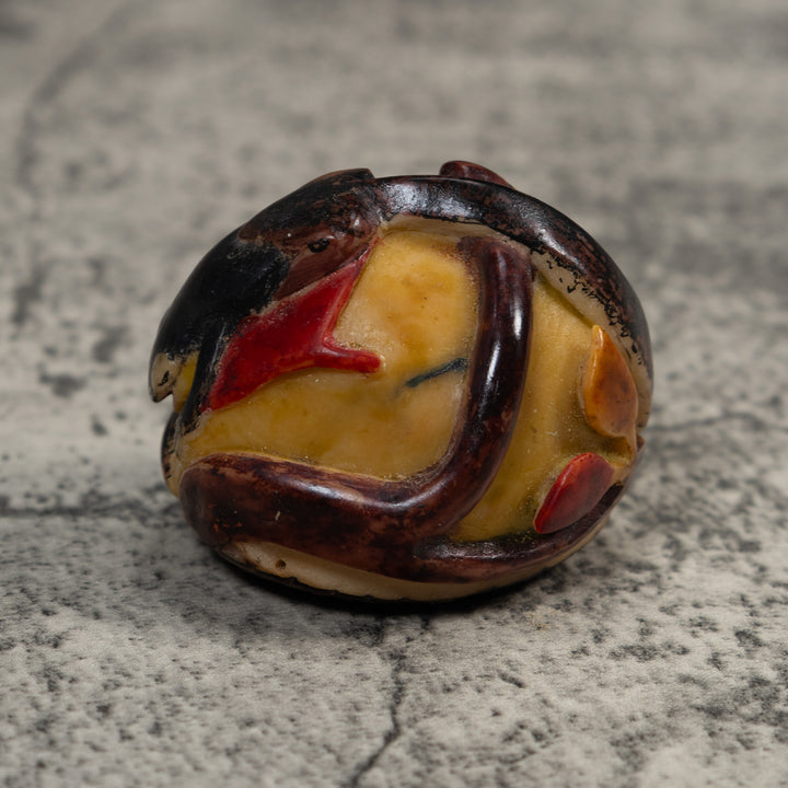 Vintage Black And Tan Gecko Lizard Tagua Carving