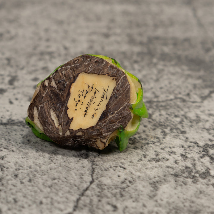 Green And Black Poison Dart Frog Tagua Carving