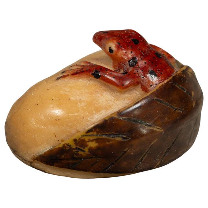 Vintage Poison Dart Frog Under Leaf Tagua Carving