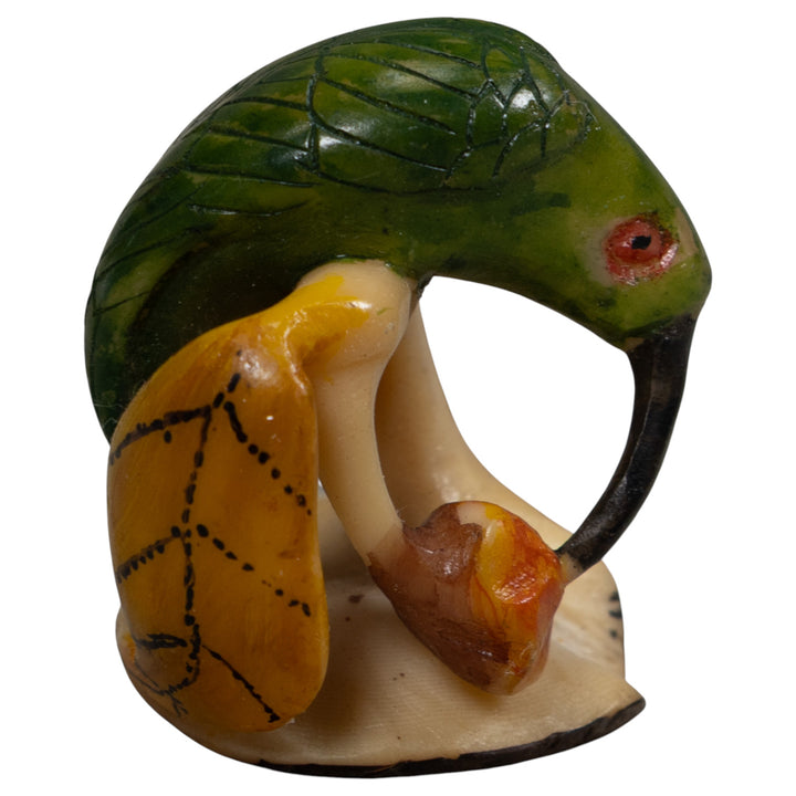 Vintage Red Yellow And Green Hummingbird Tagua Carving