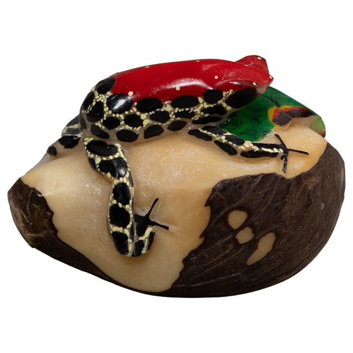 Red Black And Yellow Poison Dart Frog Tagua Carving
