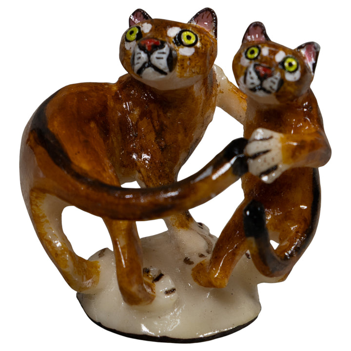 Double Mountain Lion Puma Tagua Carving