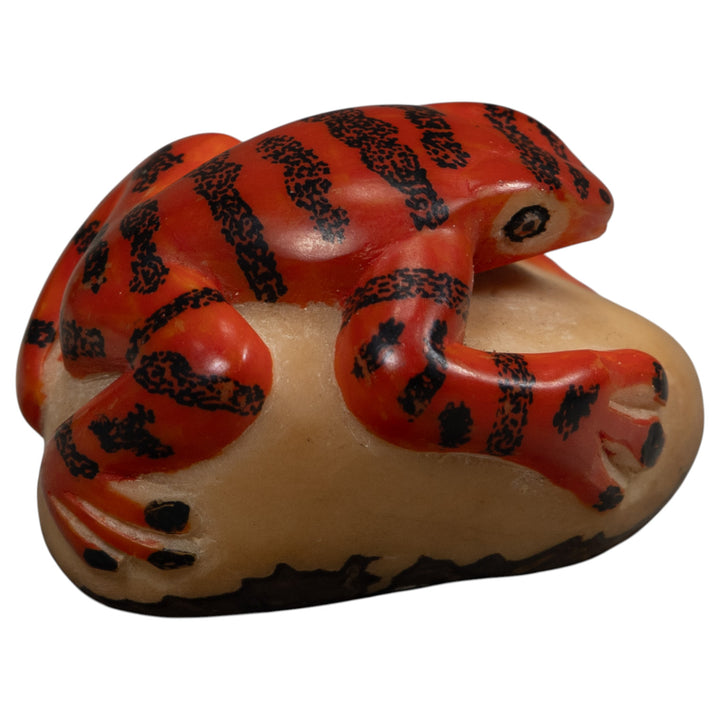 Vintage Red And Black Poison Dart Frog Tagua Carving
