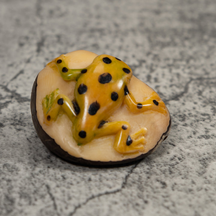 Vintage Golden Frog Tagua Carving
