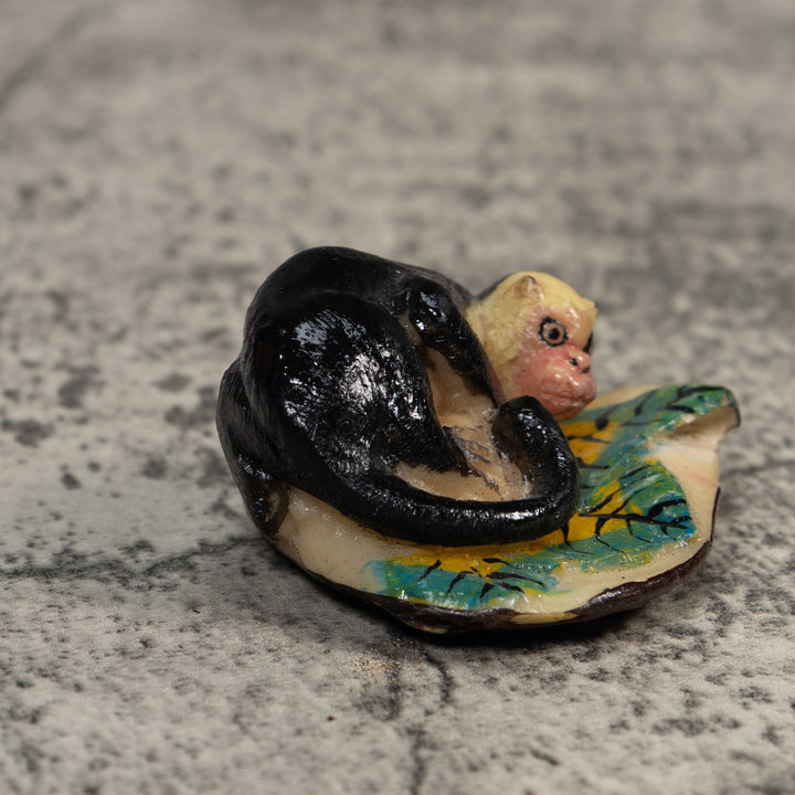 Vintage Black Monkey Tagua Carving