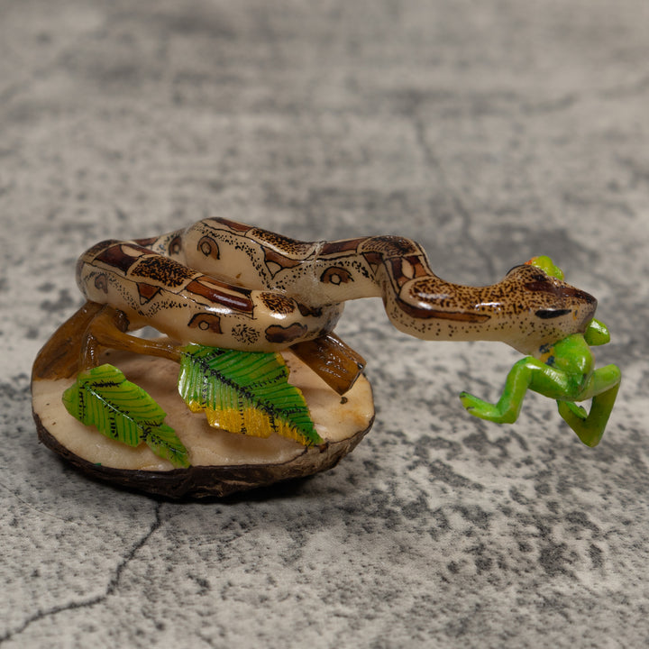 Snake Eating Frog Tagua Carving