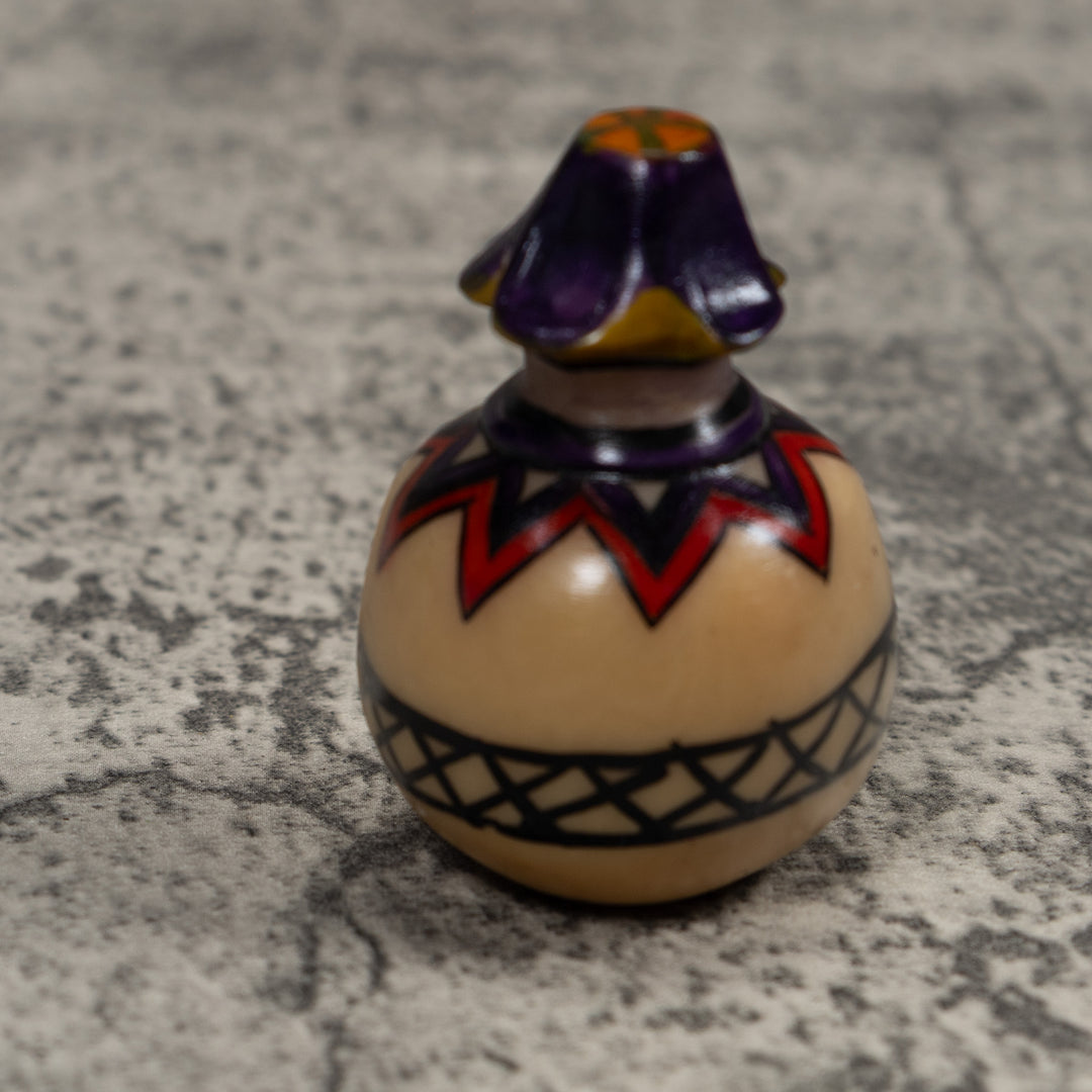 Painted Tagua Vase Carving