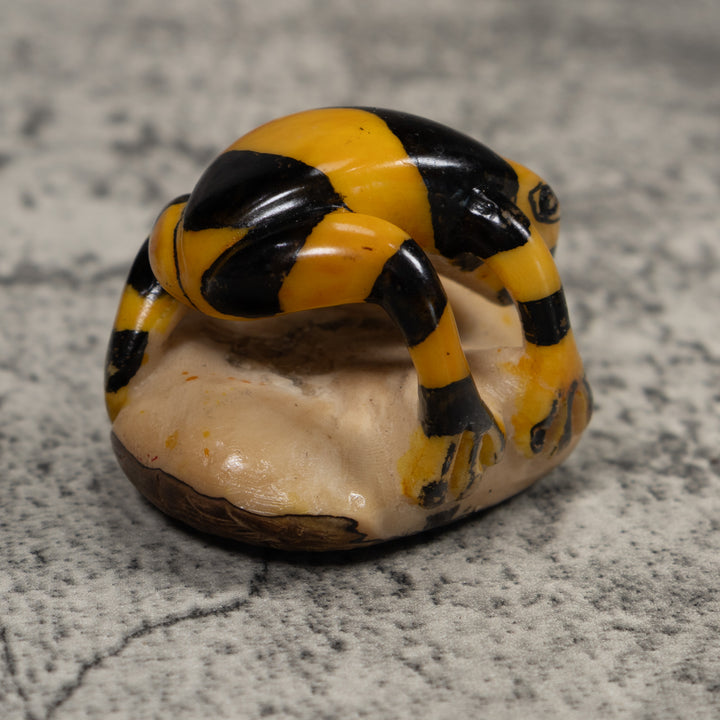 Vintage Gold And Black Frog Tagua Carving