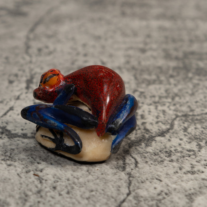 Red And Blue Poison Dart Frog Tagua Carving