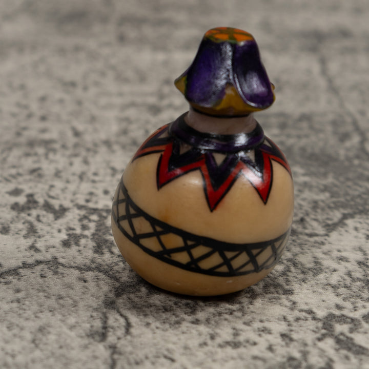 Painted Tagua Vase Carving