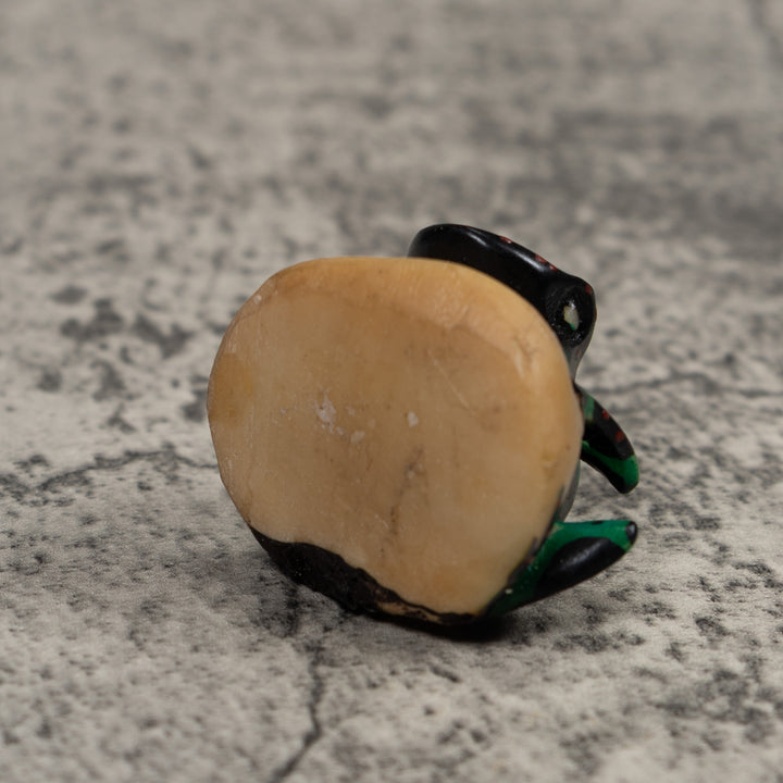 Vintage Dark Green Frog Tagua Carving