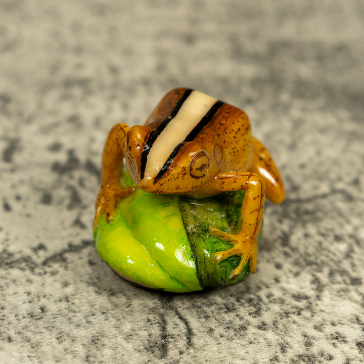 Brown Beige And Black Rainforest Frog Tagua Carving