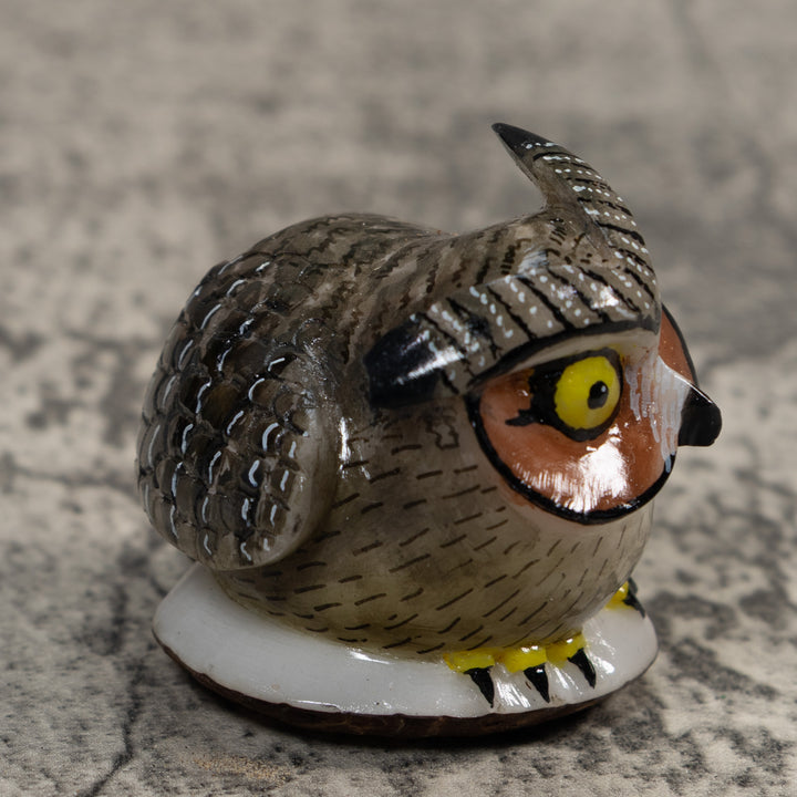 Hoot Owl Bird Tagua Carving