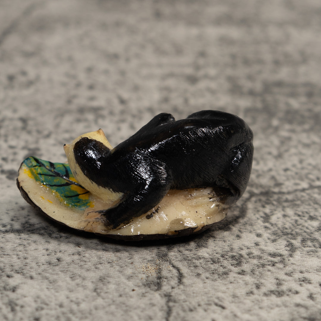 Vintage Black Monkey Tagua Carving