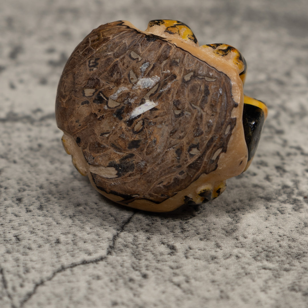 Vintage Gold And Black Frog Tagua Carving