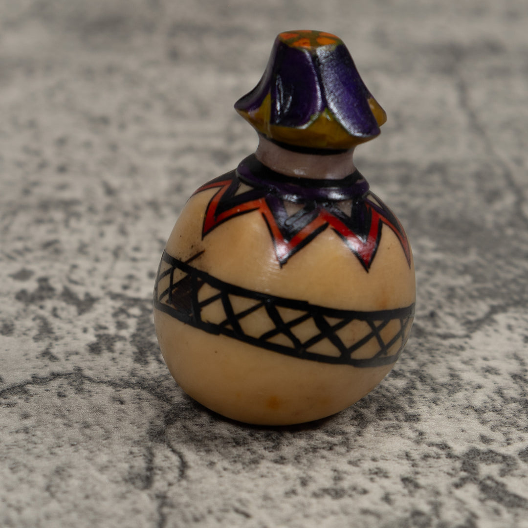 Painted Tagua Vase Carving