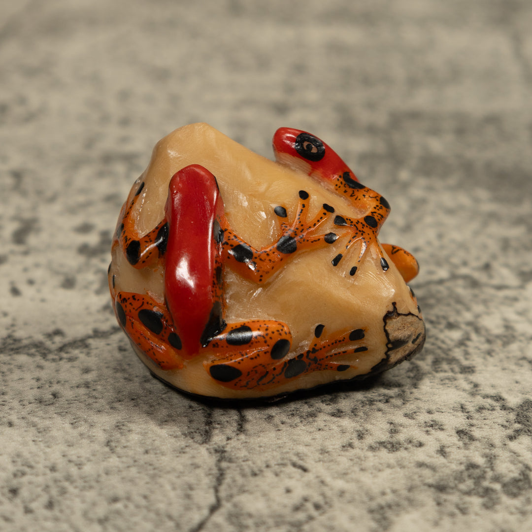 Red And Gold Two Frog Tagua Carving