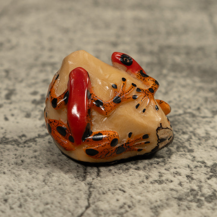Red And Gold Two Frog Tagua Carving