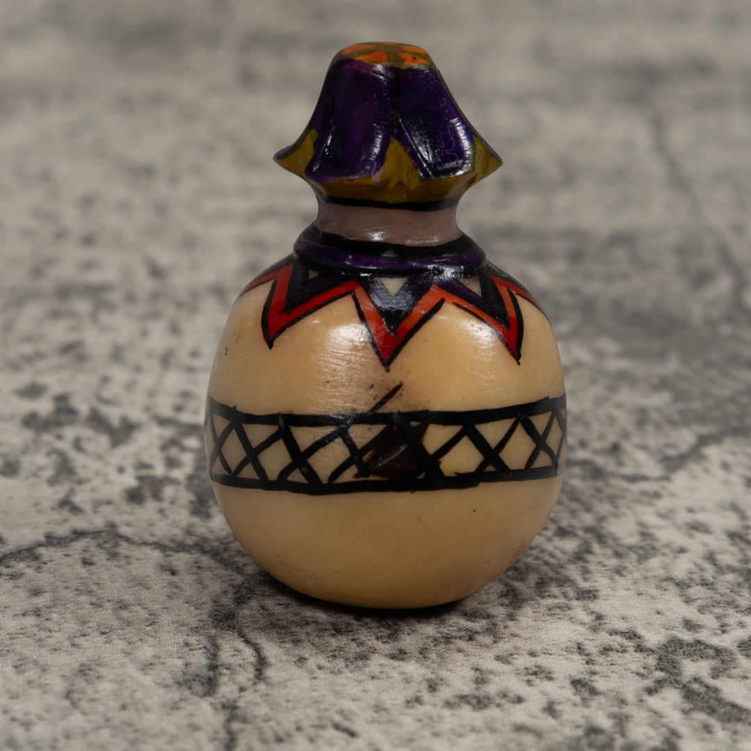 Painted Tagua Vase Carving